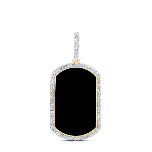 3/4CTW-DIA NK RECTANGLE ONYX-BLACK DOG TAG MEN'S CHARM