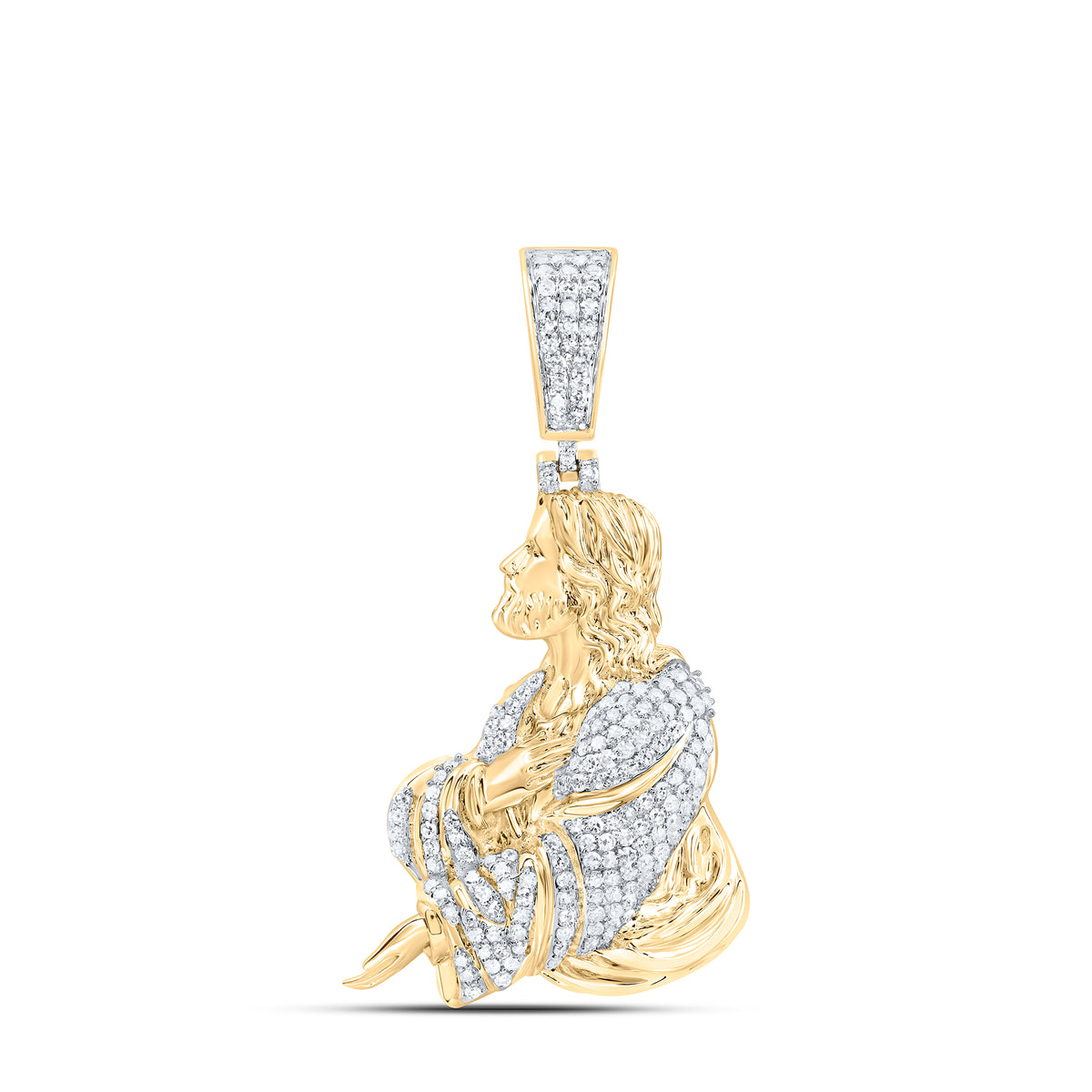 3/4CTW-DIA NK JESUS MENS CHARM