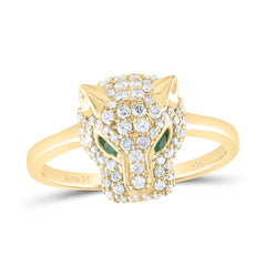 5/8CTW-DIA ANA M 1/20CTW RD-EM NAT GEM LADIES LEOPARD RING