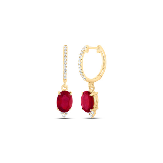 1/6CTW-DIA ANA M 7X5MM OVAL-RU NAT GEM DANGLING EARRING