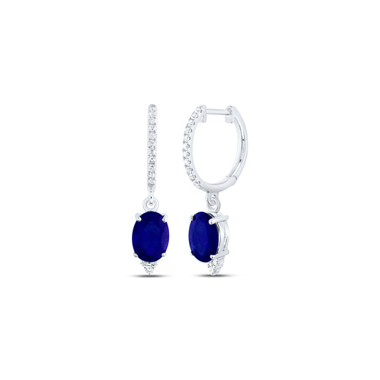 1/6CTW-DIA ANA M 7X5MM OVAL-BS NAT GEM DANGLING EARRING