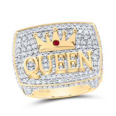 3 5/8CTW-DIA NK 0.04CTW RD-RU NAT GEM QUEEN LADIES RING