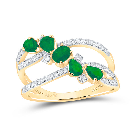 1/4CTW-DIA ANA M 1/4CTW-OV-EM,5/8CTW-PS-EM NAT GEM FASHION RING