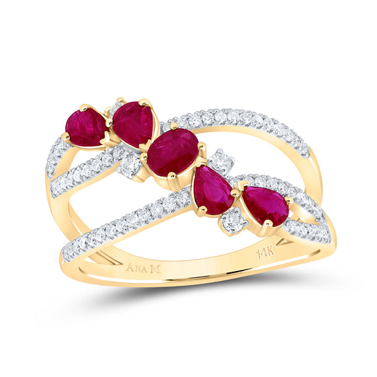 1/4CTW-DIA ANA M 1/3CTW-OV-RU,7/8CTW-PS-RU NAT GEM FASHION RING