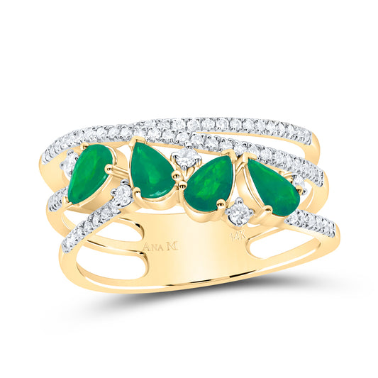 1/3CTW-DIA ANA M 3/4CTW-PS-EM NAT GEM FASHION RING