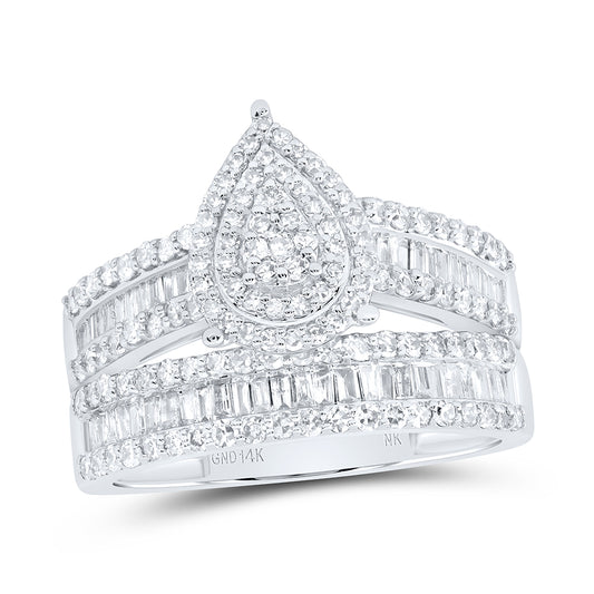 1 3/4CTW-DIA NK PEAR TRIO SET