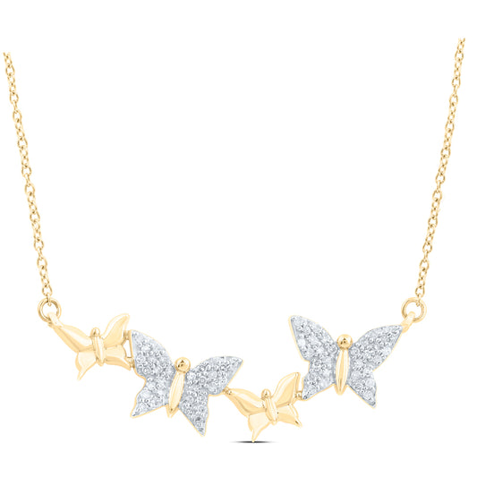 1/4CTW-NAT DIA CN FASHION BUTTERFLY NECKLACE(18 INCH)