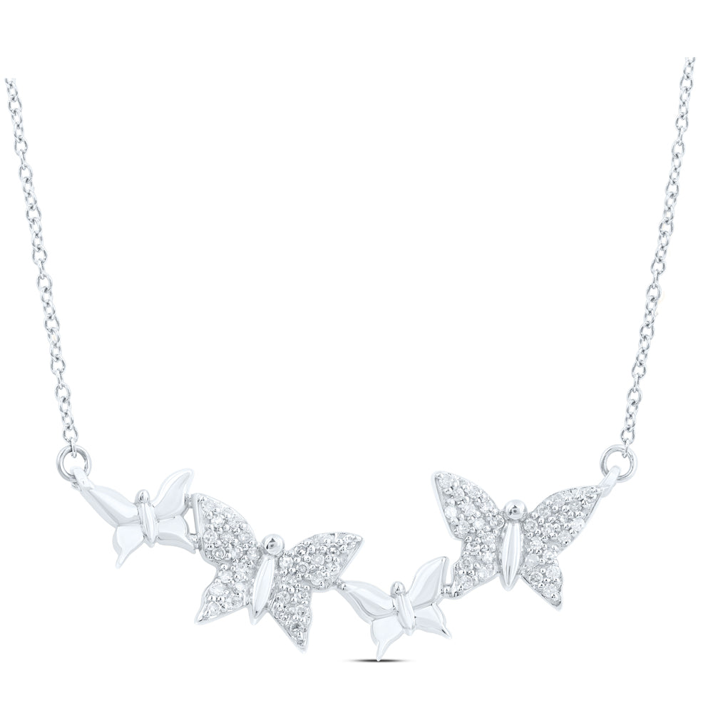 1/4CTW-NAT DIA CN FASHION BUTTERFLY NECKLACE(18 INCH)