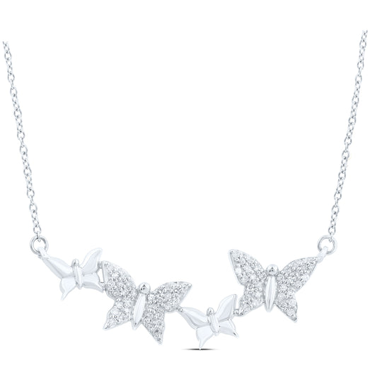 1/4CTW-NAT DIA CN FASHION BUTTERFLY NECKLACE(18 INCH)