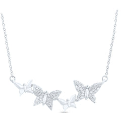 1/4CTW-NAT DIA CN FASHION BUTTERFLY NECKLACE(18 INCH)