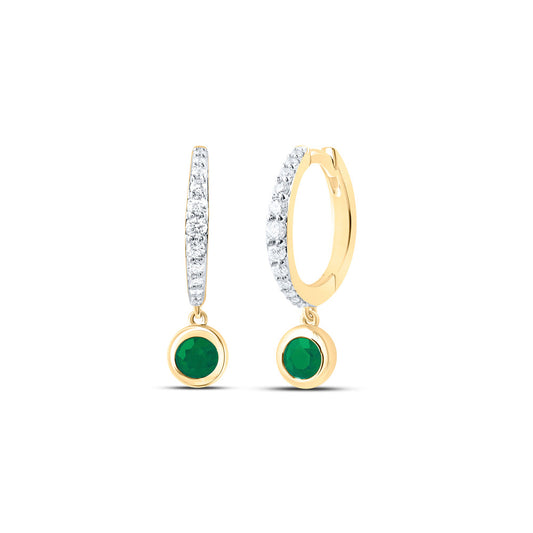 1/5CTW-DIA ANA M 3.5MM RD-EM, NAT GEM DANGLING EARRING
