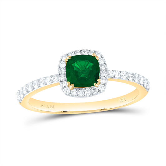 1/4CTW-DIA ANA M 5MM CU-EM NAT GEM CUSHION RING