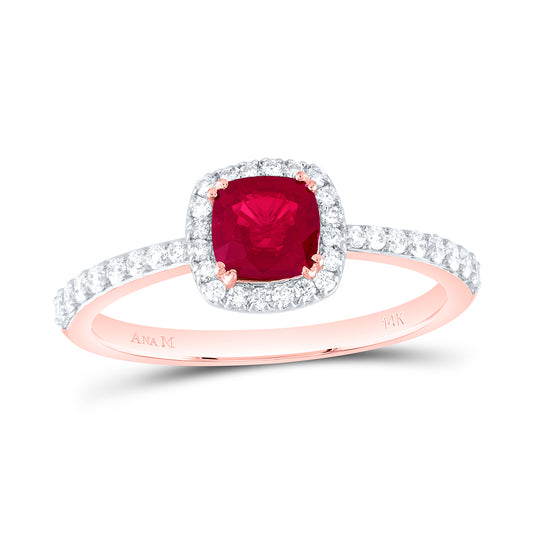 1/4CTW-DIA ANA M 5MM CU-RU NAT GEM CUSHION RING