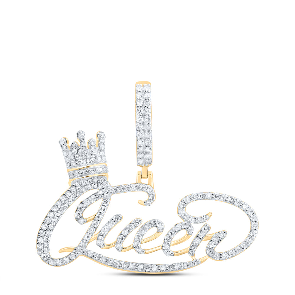 1CTW-NAT DIA NK "QUEEN" CROWN MENS CHARM
