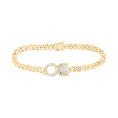 1 1/3CTW-NAT DIA CN 0.03CTW-RD-EM NAT GEM LADIES LEOPARD CURB CHAIN BRACELET (7 INCH)