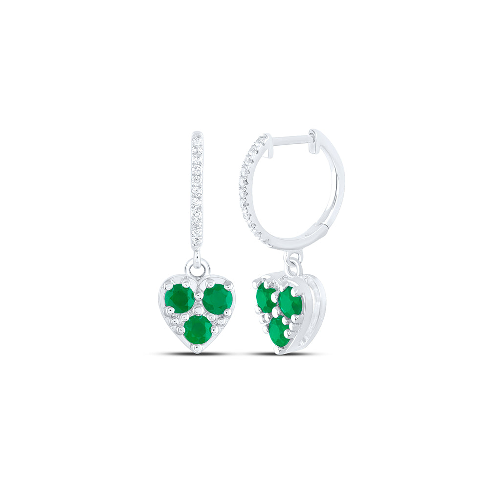 1/10CTW-DIA ANA M 5/8CTW RD-EM NAT GEM HEART DANGLING EARRING
