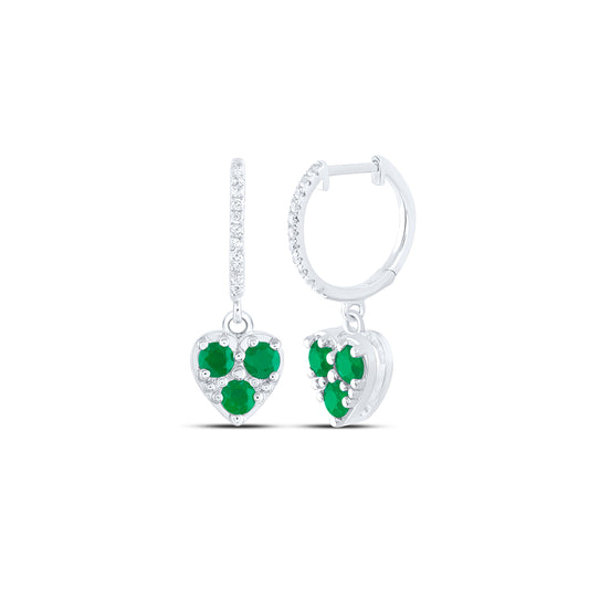 1/10CTW-DIA ANA M 5/8CTW RD-EM NAT GEM HEART DANGLING EARRING
