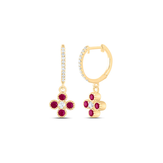 1/5CTW-DIA ANA M 3/8CTW RD-RU NAT GEM CLOVER DANGLING EARRING