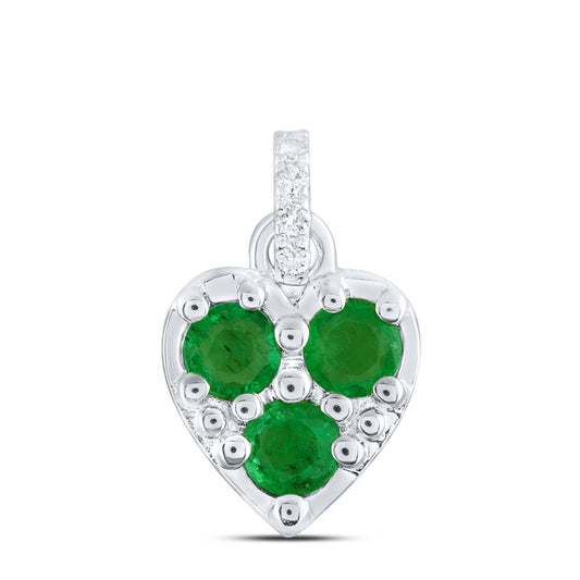 0.03CTW-DIA ANA M 1/3CTW RD-EM NAT GEM HEART PENDANT
