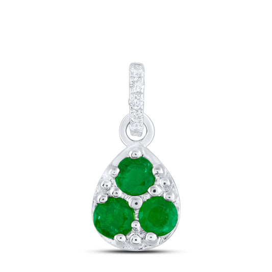 0.02CTW-DIA ANA M 1/3CTW RD-EM NAT GEM PEAR PENDANT