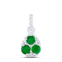 0.02CTW-DIA ANA M 1/3CTW RD-EM NAT GEM PEAR PENDANT