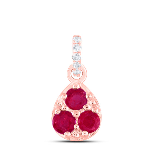 0.02CTW-DIA ANA M 1/3CTW RD-RU NAT GEM PEAR PENDANT