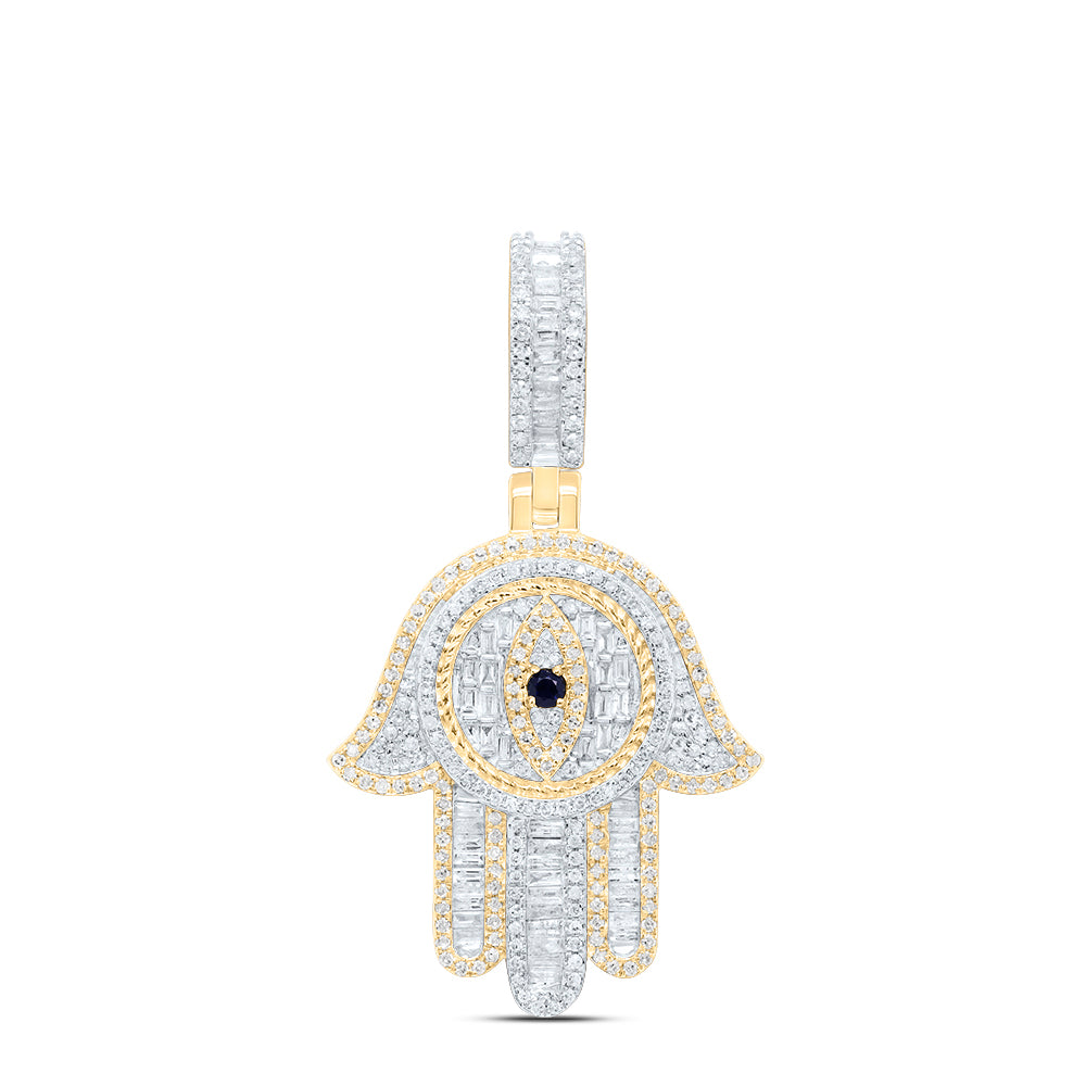 1 3/8CTW-DIA P1 1/20CT-RD-BS NAT GEM HAMSA MENS CHARM