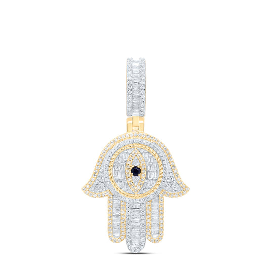 1 3/8CTW-DIA P1 1/20CT-RD-BS NAT GEM HAMSA MENS CHARM