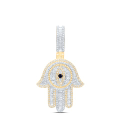 1 3/8CTW-DIA P1 1/20CT-RD-BS NAT GEM HAMSA MENS CHARM