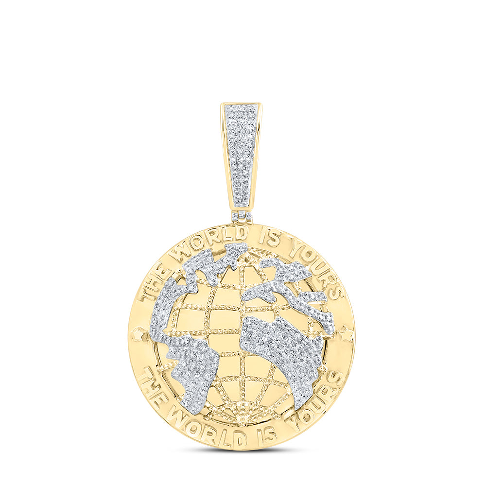 7/8CTW-DIA NK "THE WORLD IS YOURS" MENS CHARM