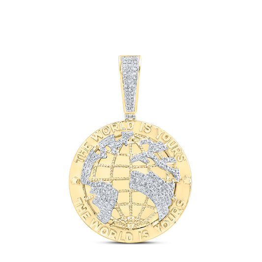 7/8CTW-DIA NK "THE WORLD IS YOURS" MENS CHARM