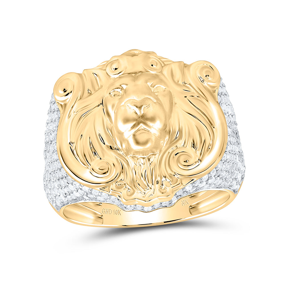 1 5/8CTW-DIA NK LION FACE MENS RING