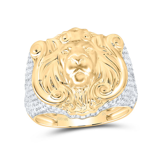 1 5/8CTW-DIA NK LION FACE MENS RING
