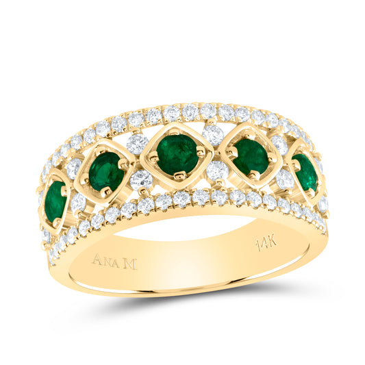 1/2CTW-DIA ANA M 1/2CTW RD-EM NAT GEM RING
