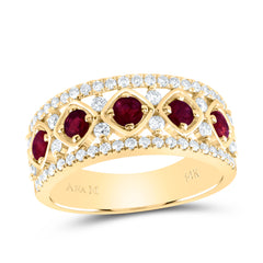 1/2CTW-DIA ANA M 3/4CTW RD-RU NAT GEM RING