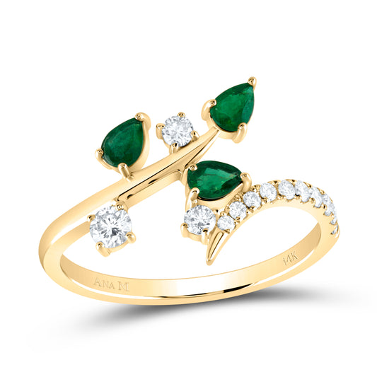 1/4CTW-DIA ANA M 1/3CTW-PS-EM NAT GEM FASHION RING