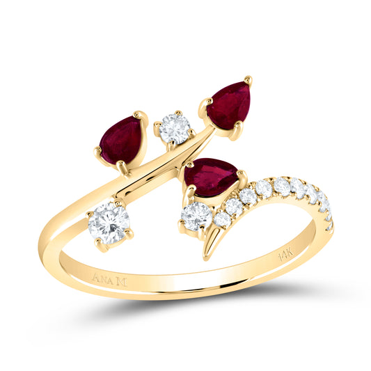 1/4CTW-DIA ANA M 1/2CTW-PS-RU NAT GEM FASHION RING