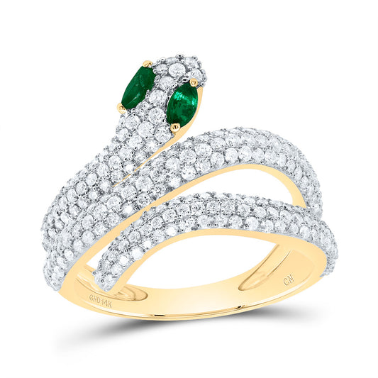 1 CTW-DIA CN 1/6CTW MQ-EM NAT GEM SNAKE LADIES RING